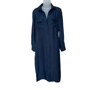 NWT AMANDA UPRICHARD Women’s Navy Erin Tunic Shirt Dress Button Front Midi